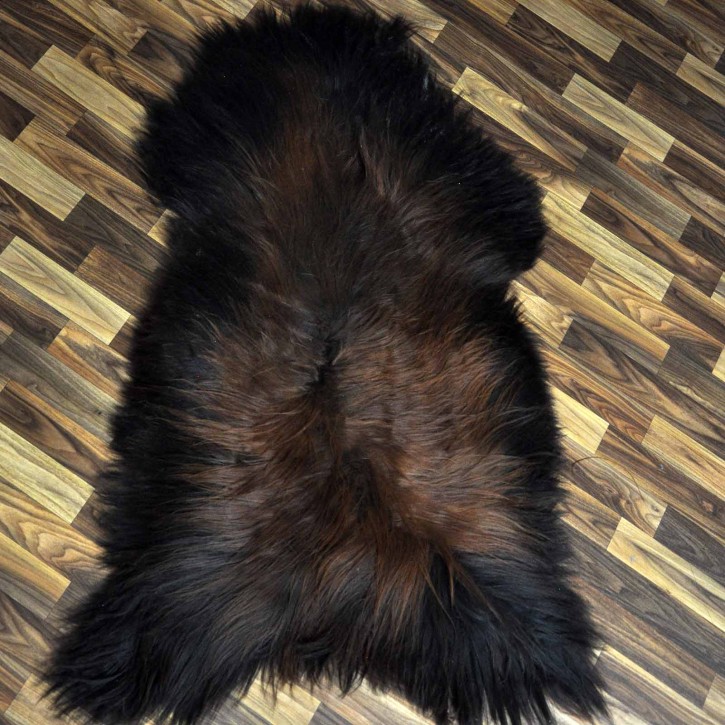 XXXL ÖKO Island Schaffell schwarz braun geflammt 130x80 Feuer Kamin #9634