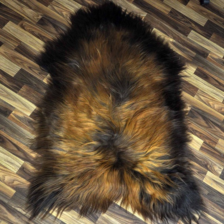 XXL ÖKO Island Schaffell schwarz braun geflammt 125x80 Feuer Kamin #9638