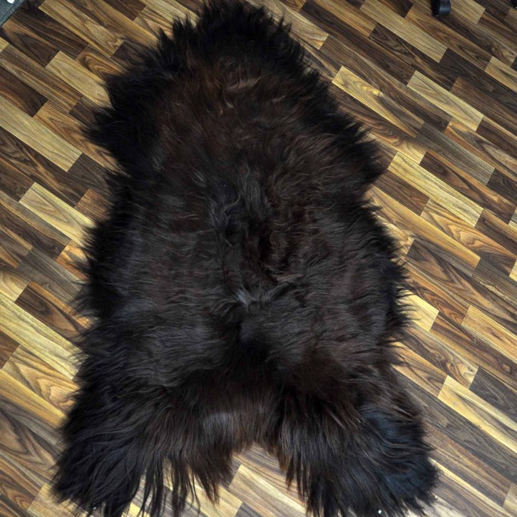 XXXL ÖKO Island Schaffell schwarz braun geflammt 130x80 Feuer Kamin #9640
