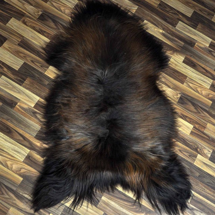 XXXL ÖKO Island Schaffell schwarz braun geflammt 130x75 Feuer Kamin #9643