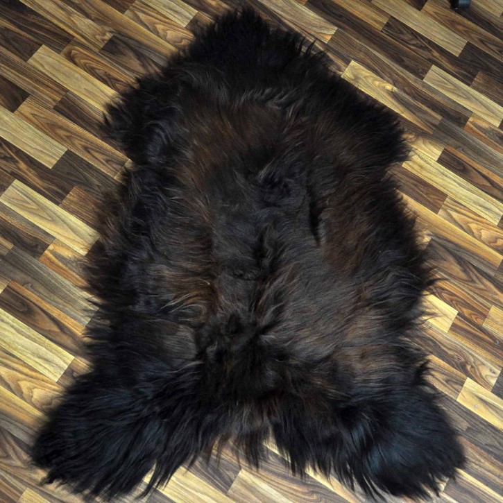 XXXL ÖKO Island Schaffell schwarz braun geflammt 130x80 Feuer Kamin #9647