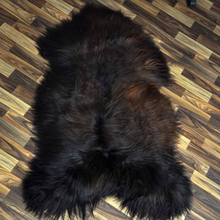 XXL ÖKO Island Schaffell schwarz braun geflammt 125x80 Feuer Kamin #9648