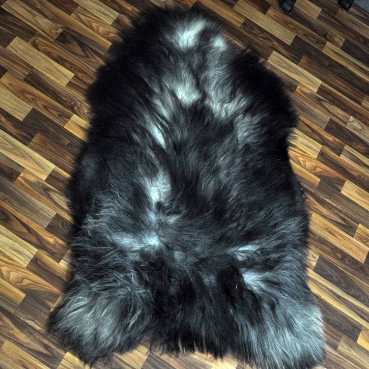 XXXL ÖKO Island Schaffell grau schwarzbraun 140x90 rustikal #9673