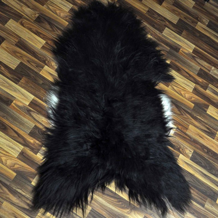 XXXL ÖKO Island Schaffell schwarzbraun weiß 135x80 riesig #9684