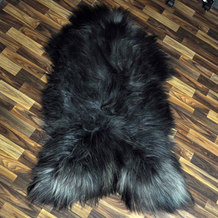 XXXL ÖKO Island Schaffell schwarzbraun grau 135x85 rustikal #9689