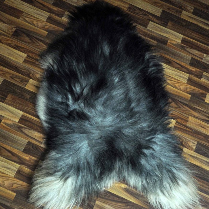 XXXL ÖKO Island Schaffell grau schwarzbraun 130x80 rustikal #9690