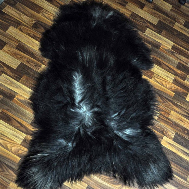 XXXL ÖKO Island Schaffell grau schwarzbraun 145x90 rustikal #9692