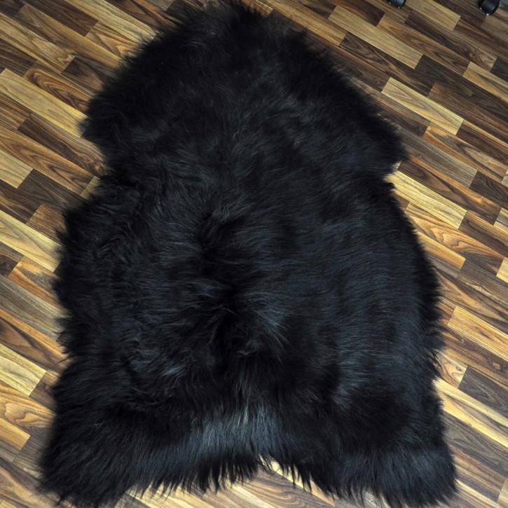 XXXL ÖKO Island Schaffell schwarzbraun grau 135x90 rustikal #9693