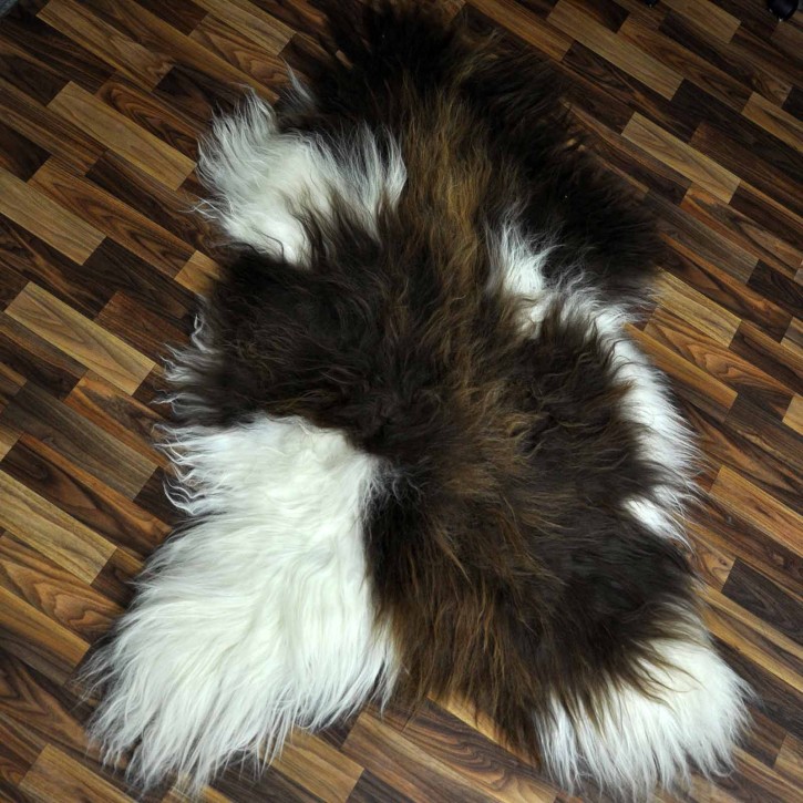 XXXL ÖKO Island Schaffell Lammfell rost braun weiß 130x90 Krampus #9699