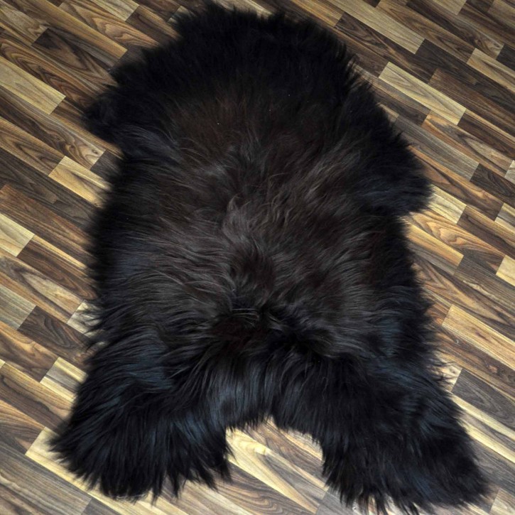 XXXL ÖKO Island Schaffell schwarz braun geflammt 130x80 Feuer Kamin #9710