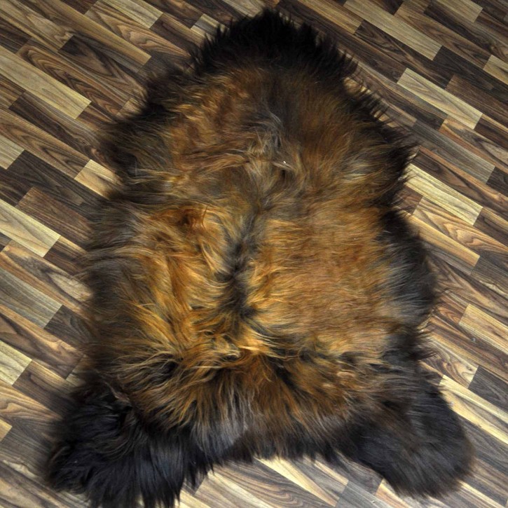 XXXL ÖKO Island Schaffell schwarz braun geflammt 130x85 Feuer Kamin #9717