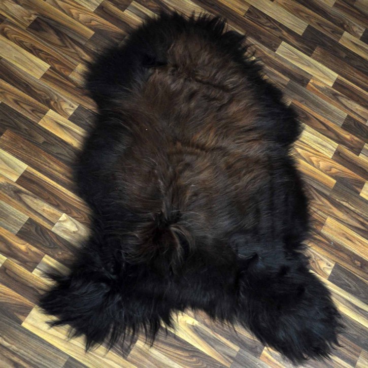 XXL ÖKO Island Schaffell schwarz braun geflammt 120x80 Feuer Kamin #9723