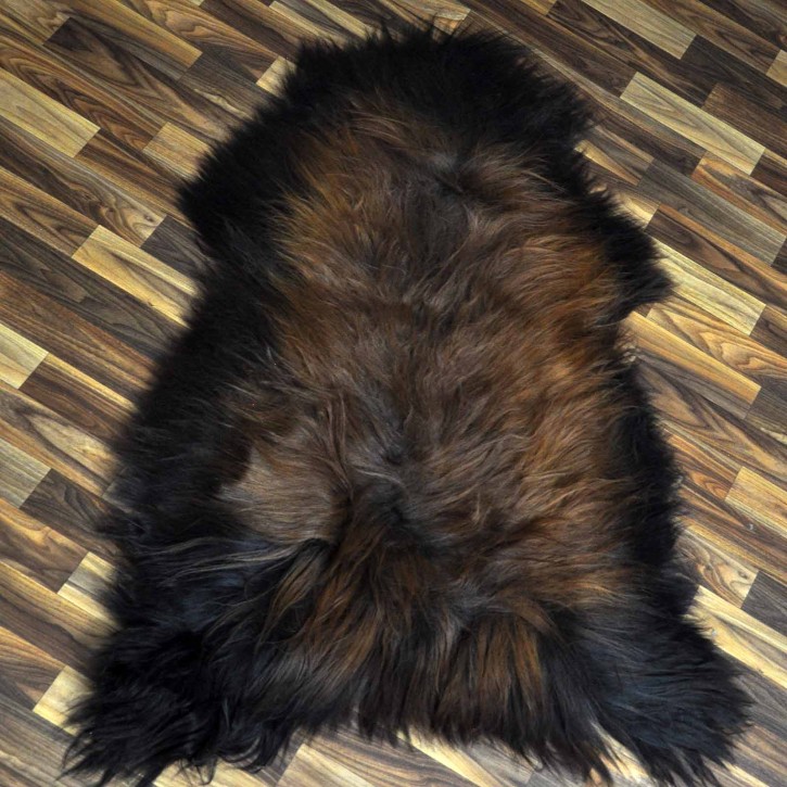XXL ÖKO Island Schaffell schwarz braun geflammt 120x80 Feuer Kamin #9724