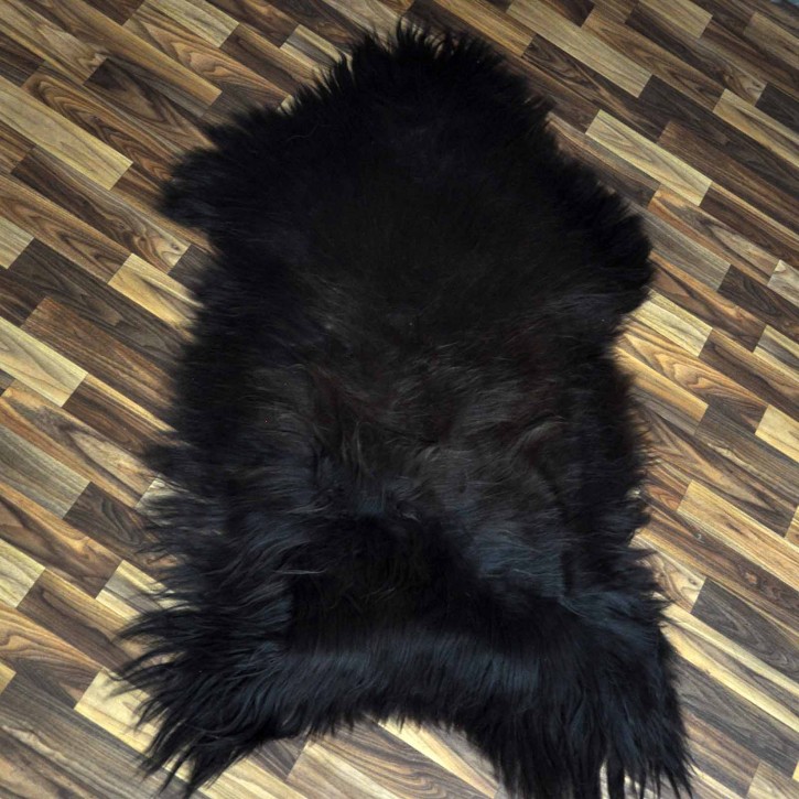XXL ÖKO Island Schaffell schwarz braun geflammt 125x75 Feuer Kamin #9727