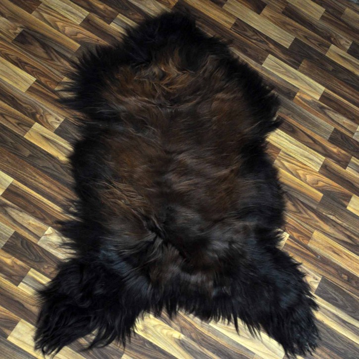 XXL ÖKO Island Schaffell schwarz braun geflammt 120x75 Feuer Kamin #9731