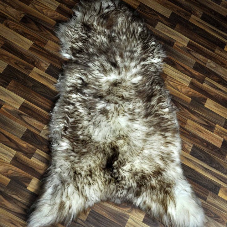 XXXL ÖKO Schaffell Lammfell weiss braun geflammt 140x80 Mufflon #9748