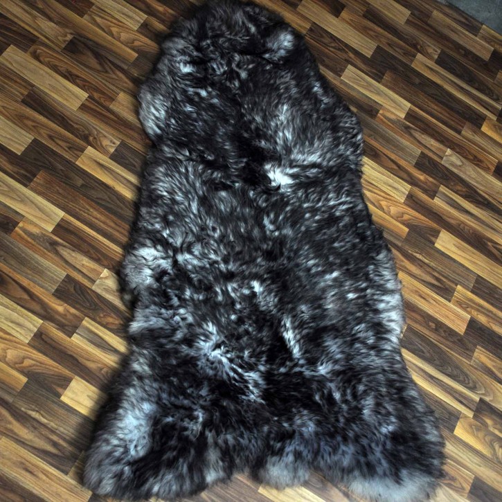 XXXL ÖKO Schaffell Lammfell grau schwarz geflammt 150x90 riesig #9759