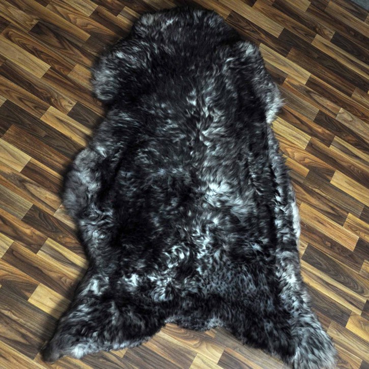 XXXL ÖKO Schaffell Lammfell grau schwarz geflammt 140x85 riesig #9762