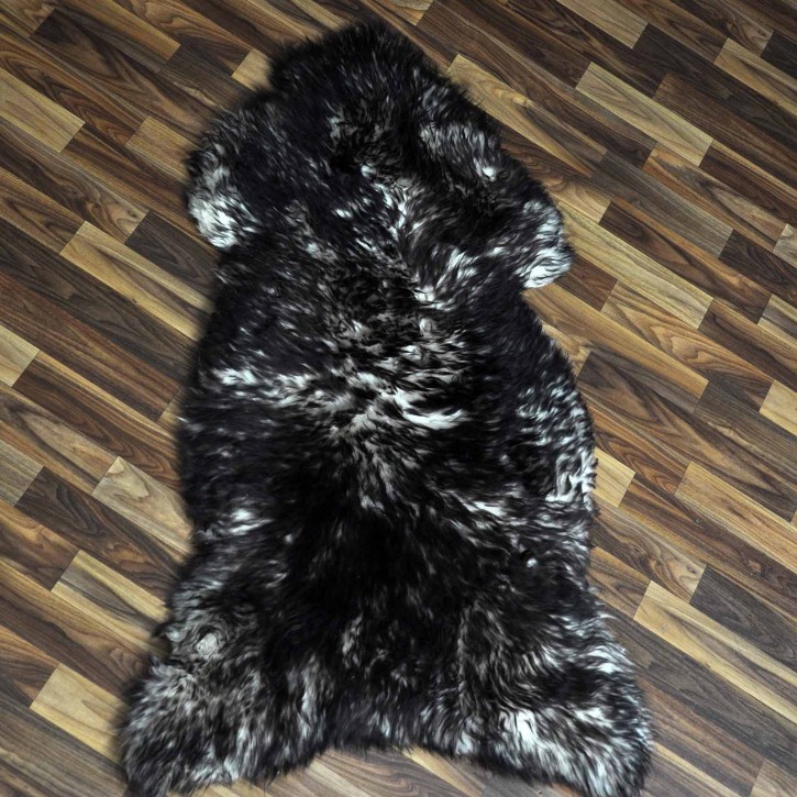 XXL ÖKO Schaffell Lammfell weiss braun geflammt 120x70 Mufflon #9788