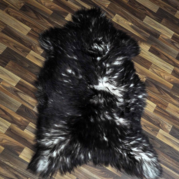 XXL ÖKO Schaffell Lammfell weiss braun geflammt 120x70 Mufflon #9790