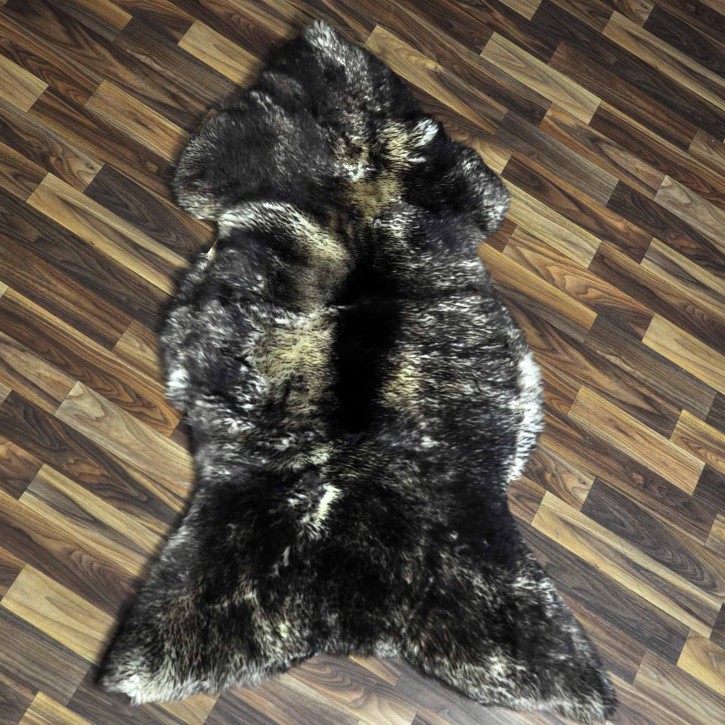XXL ÖKO Schaffell Lammfell weiss braun geflammt 120x75 Mufflon #9795