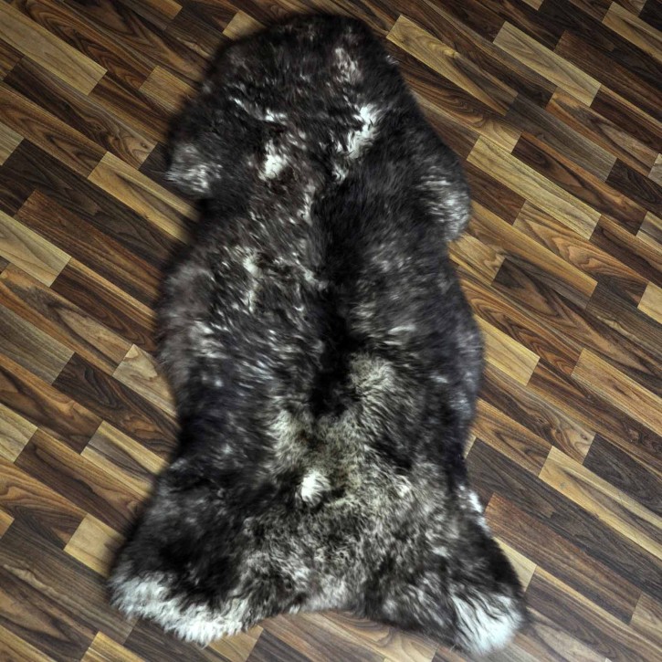 XXL ÖKO Schaffell Lammfell weiss braun geflammt 120x70 Mufflon #9798