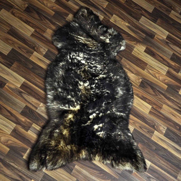 XXL ÖKO Schaffell Lammfell weiß braun geflammt 120x70 #9808