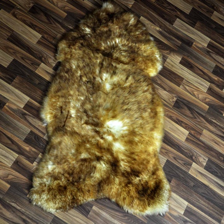 XXL ÖKO Schaffell Lammfell weiss braun geflammt 125x70 Mufflon #9821