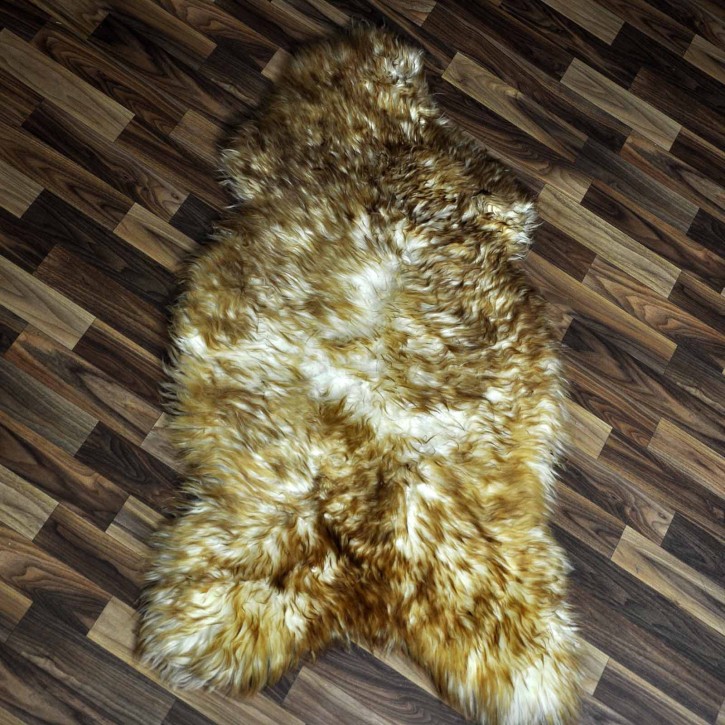 XXL ÖKO Schaffell Lammfell weiss braun geflammt 120x70 Mufflon #9823