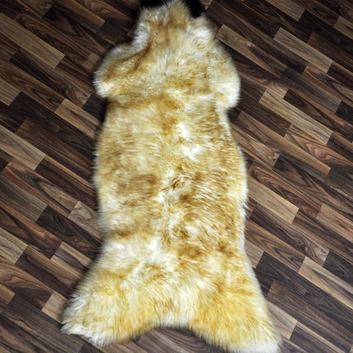 XXXL ÖKO Schaffell Lammfell weiss braun geflammt 130x70 Mufflon #9828