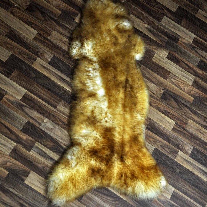 XXL ÖKO Schaffell Lammfell weiß braun geflammt 125x65 #9829