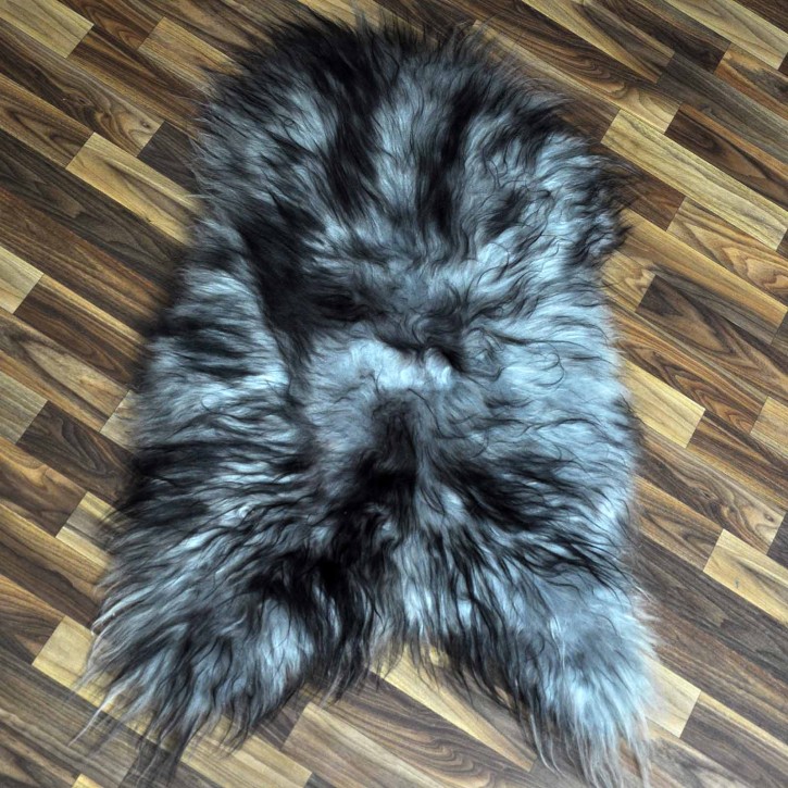 Island Schaffell grau schwarz geflammt 100x70 Krampus #9857
