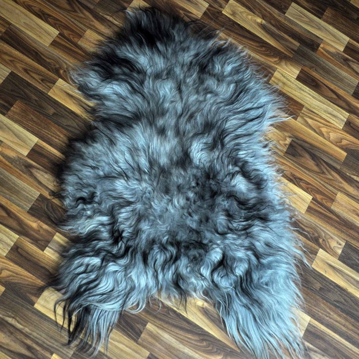 Island Schaffell grau schwarz geflammt 105x70 Krampus #9859