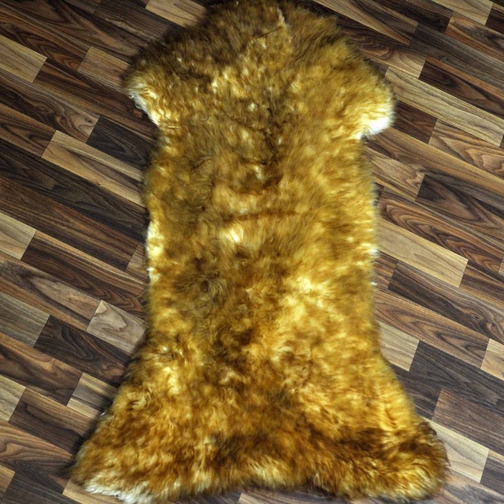 XL Schaffell Lammfell weiß braun geflammt 110x70 Katzenbett #9878