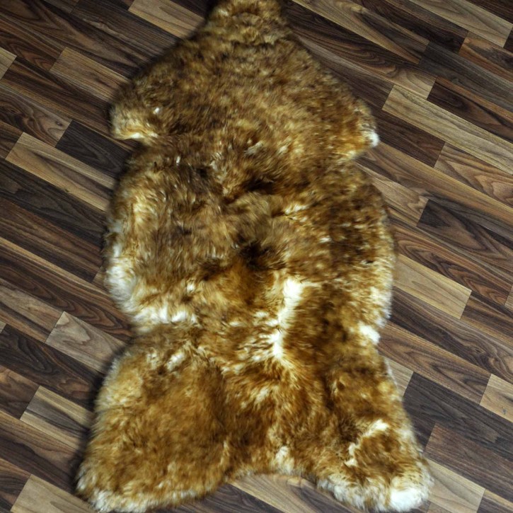 XL Schaffell Lammfell weiß braun geflammt 110x60 Katzenbett #9879