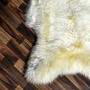 Echtes Schaffell Lammfell beige braun 125x75 Teppich #2154
