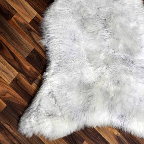 Echtes Schaffell Lammfell beige grau 125x80 Teppich #2229