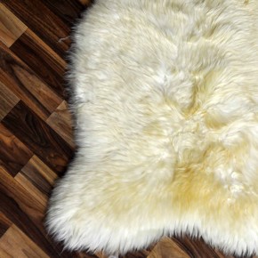 Echtes Schaffell Lammfell beige braun 100x65 Teppich Pelz #2256