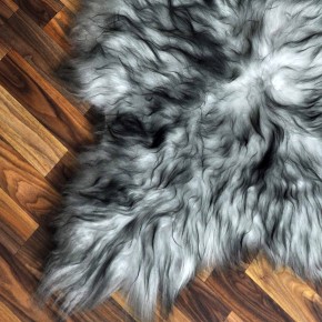 Island Schaffell grau schwarz geflammt 110x80 Krampus #2273