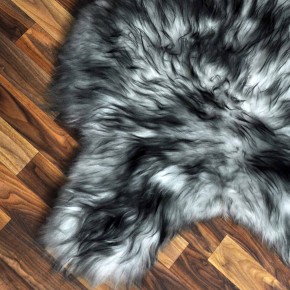 Island Schaffell grau schwarz geflammt 110x75 Krampus #2278