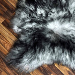 Island Schaffell grau schwarz geflammt 115x85 Krampus #2280