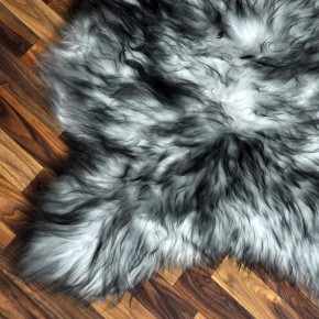 Island Schaffell grau schwarz geflammt 115x85 Krampus #2282
