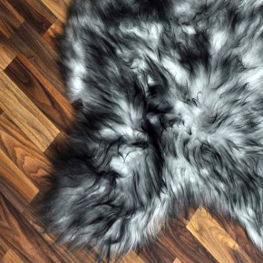 Island Schaffell grau schwarz geflammt 115x80 Krampus #2284
