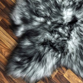 Island Schaffell grau schwarz geflammt 115x85 Krampus #2286