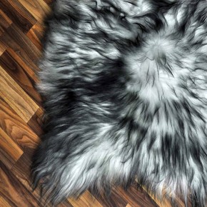 Island Schaffell grau schwarz geflammt 110x80 Krampus #2287