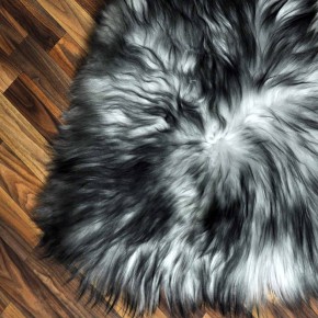 Island Schaffell grau schwarz geflammt 115x80 Krampus #2288