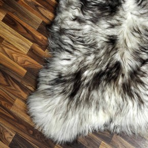 XXXL ÖKO Island Schaffell weiß schwarzbraun geflammt 140x85 #7319