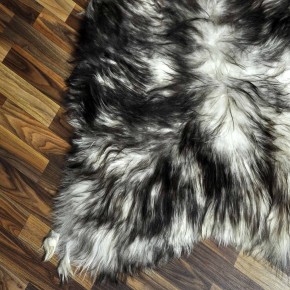 XXL ÖKO Island Schaffell weiß schwarzbraun geflammt 120x80 #7328