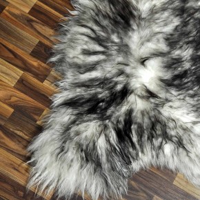 XXL ÖKO Island Schaffell weiß schwarzbraun geflammt 120x80 #7329