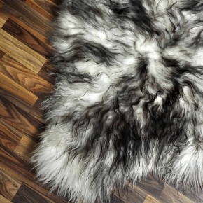 XXXL ÖKO Island Schaffell weiß schwarzbraun geflammt 135x85 #7333